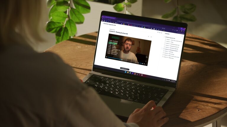 A woman takes an online youth ministry training course.